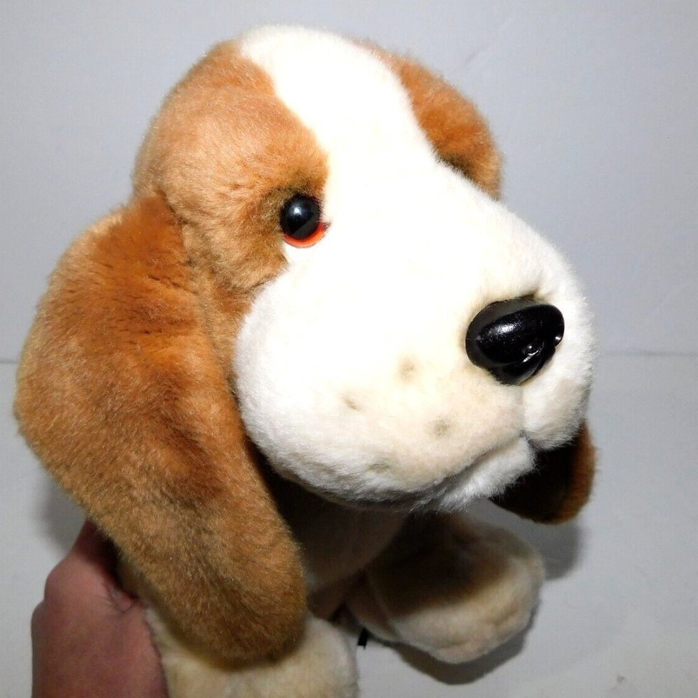 Russ Berrie Cream Brown Black Bassett Hound Dog BIXBY 4334 Stuffed 12" Plush